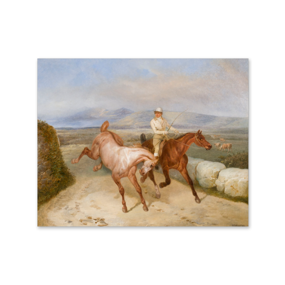 A Groom Exercising two Horses in an Upland Landscape Image 2