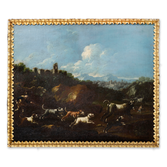 Landscape with a Stag Hunt & Landscape with Wild Bulls - a pair Image 2