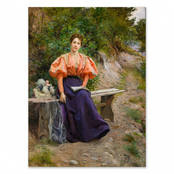 Young Lady seated on a Bench Image 1